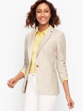 TALBOTS Classic Linen Blazer 22 (OVERSIZED LOOK FOR SOME) Flax Color Preppy